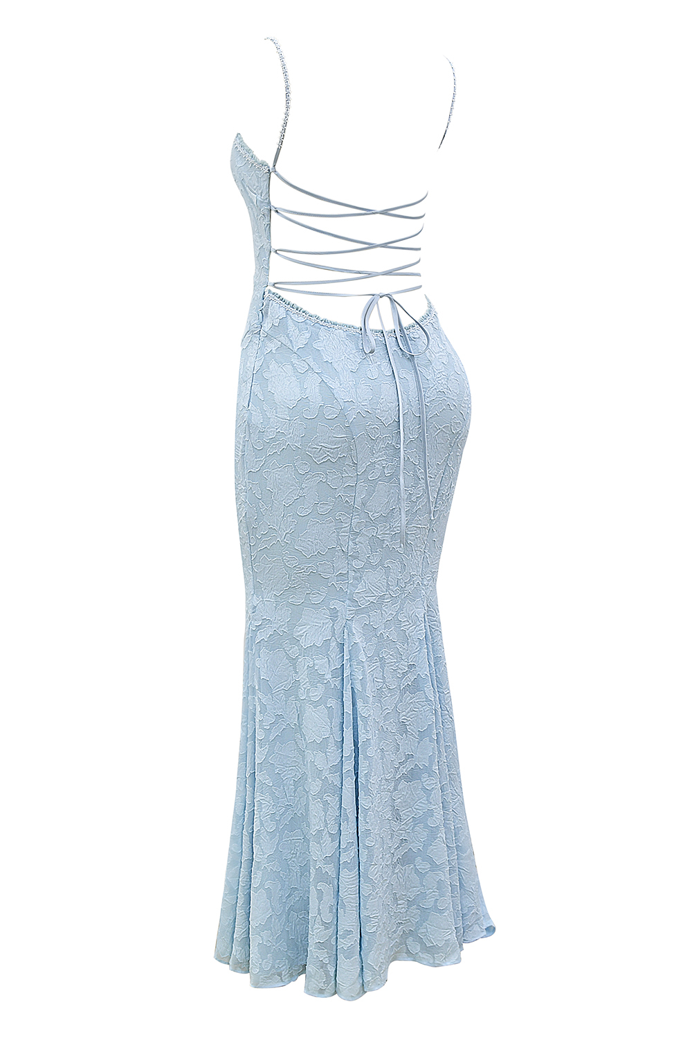 Joan Bluebell Lace Up Back Maxi Dress