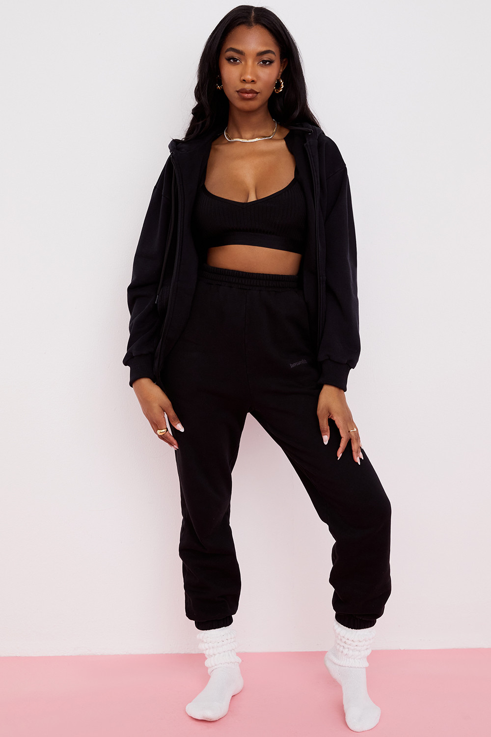 Storm Ink Cotton Fleece-Back Zip Through Hoodie