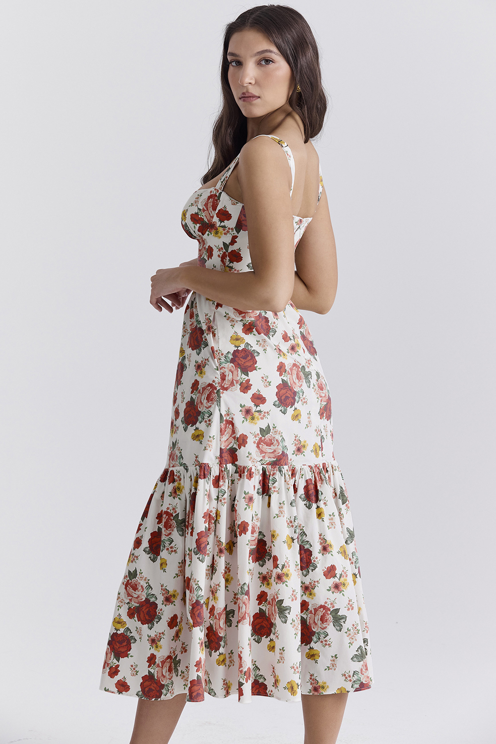 Elia Italian Rose Print Cotton Midi Sundress