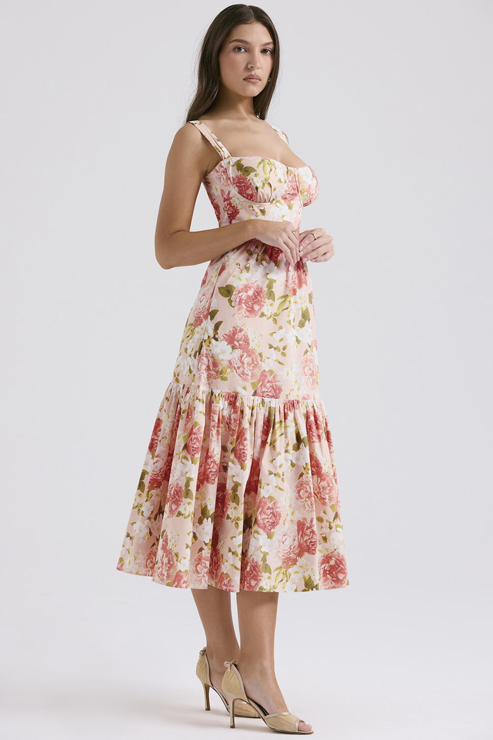 Elia Pink Peony Print Cotton Midi Sundress