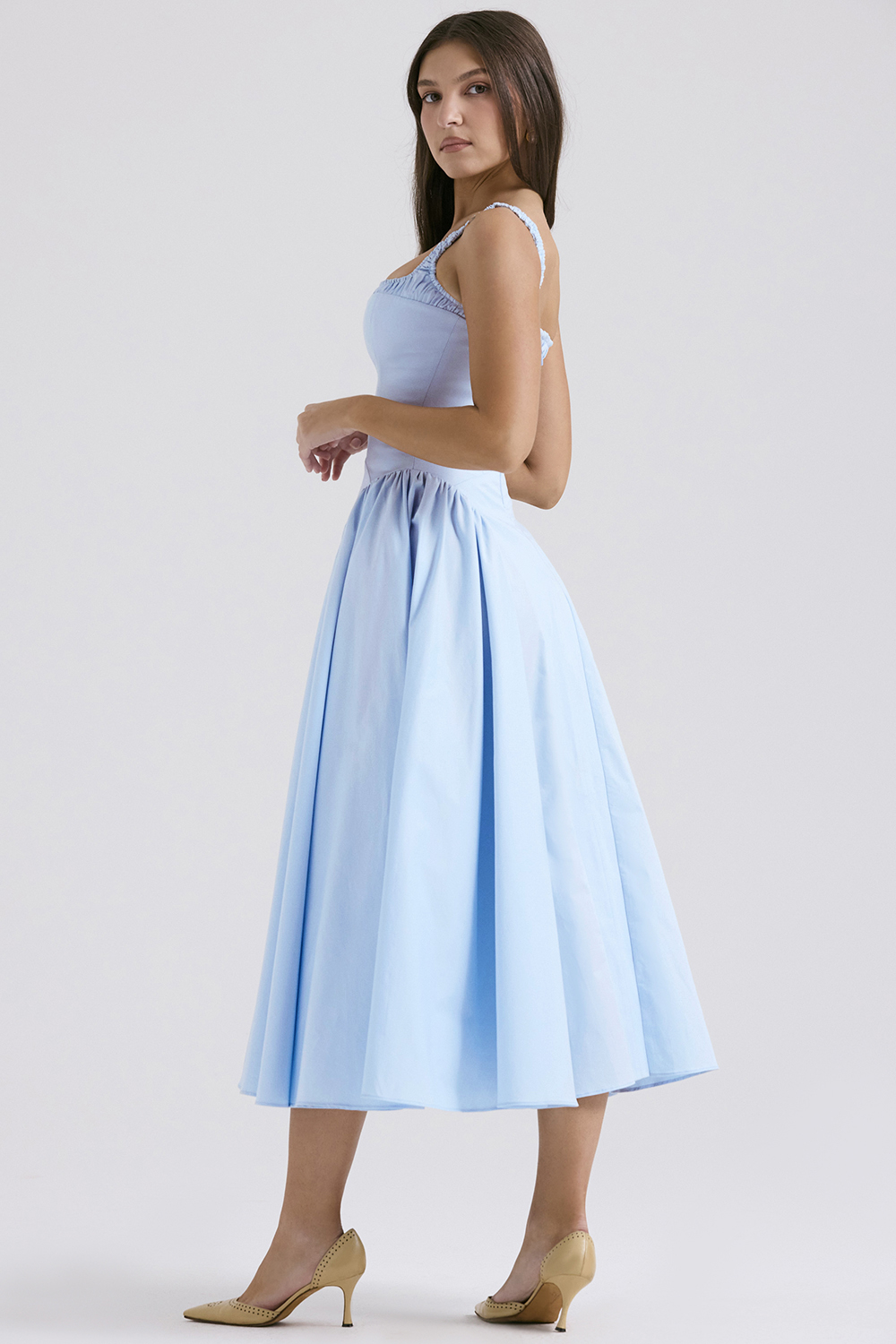 Dorothy Italian Azure Cotton Midi Sundress