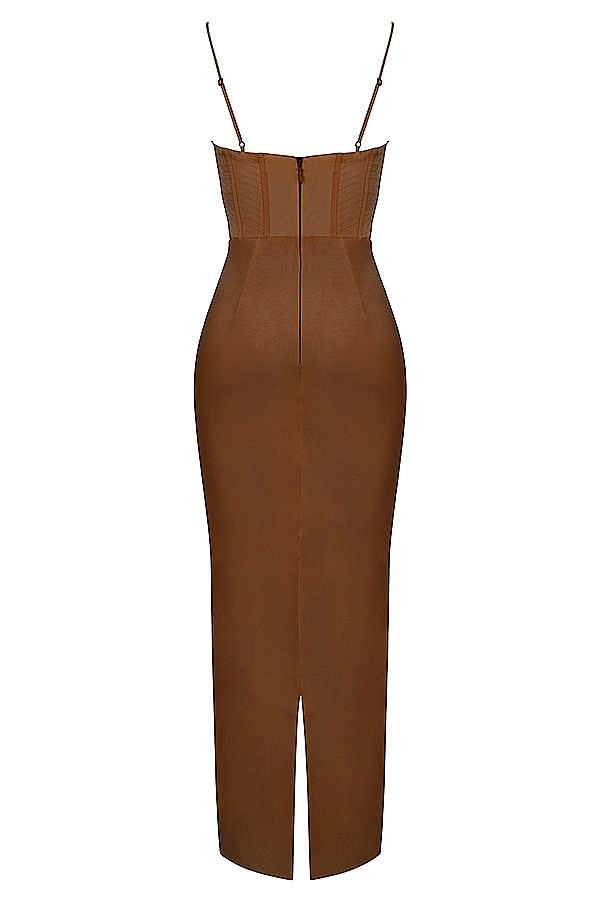Charmaine Chocolate Corset Maxi Dress