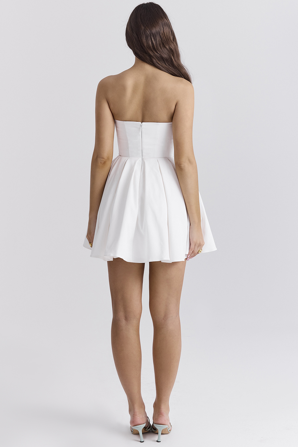 Emmanuela White Strapless Pleated Mini Dress