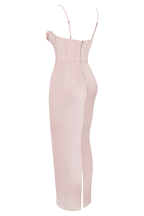 Charmaine Blush Pink Corset Maxi Dress