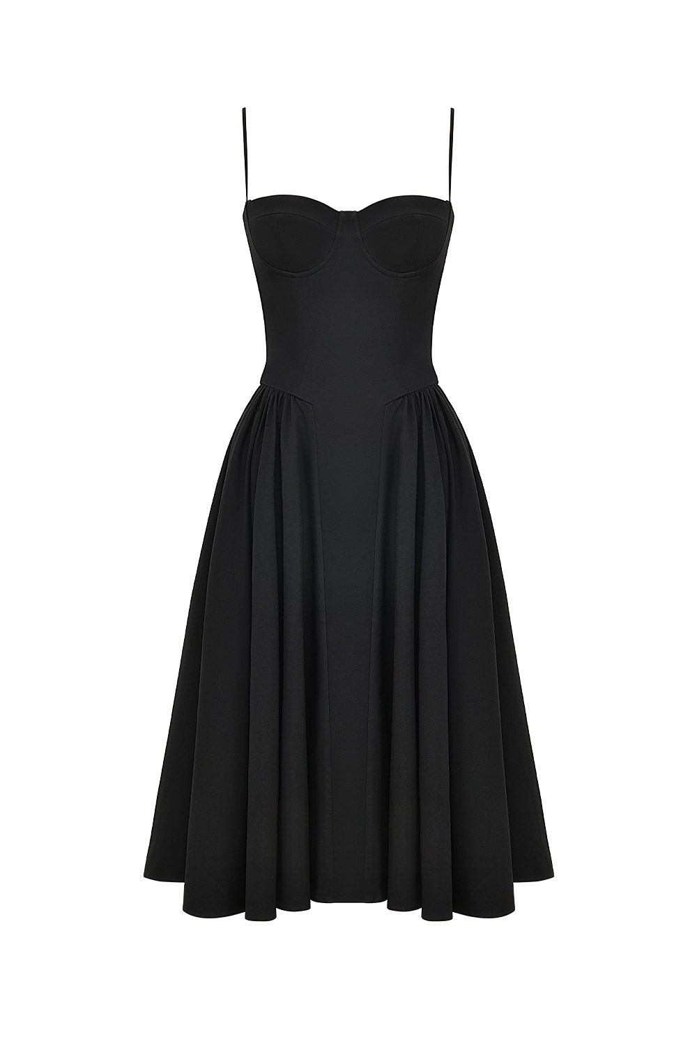 Samaria Black Corset Midi Dress