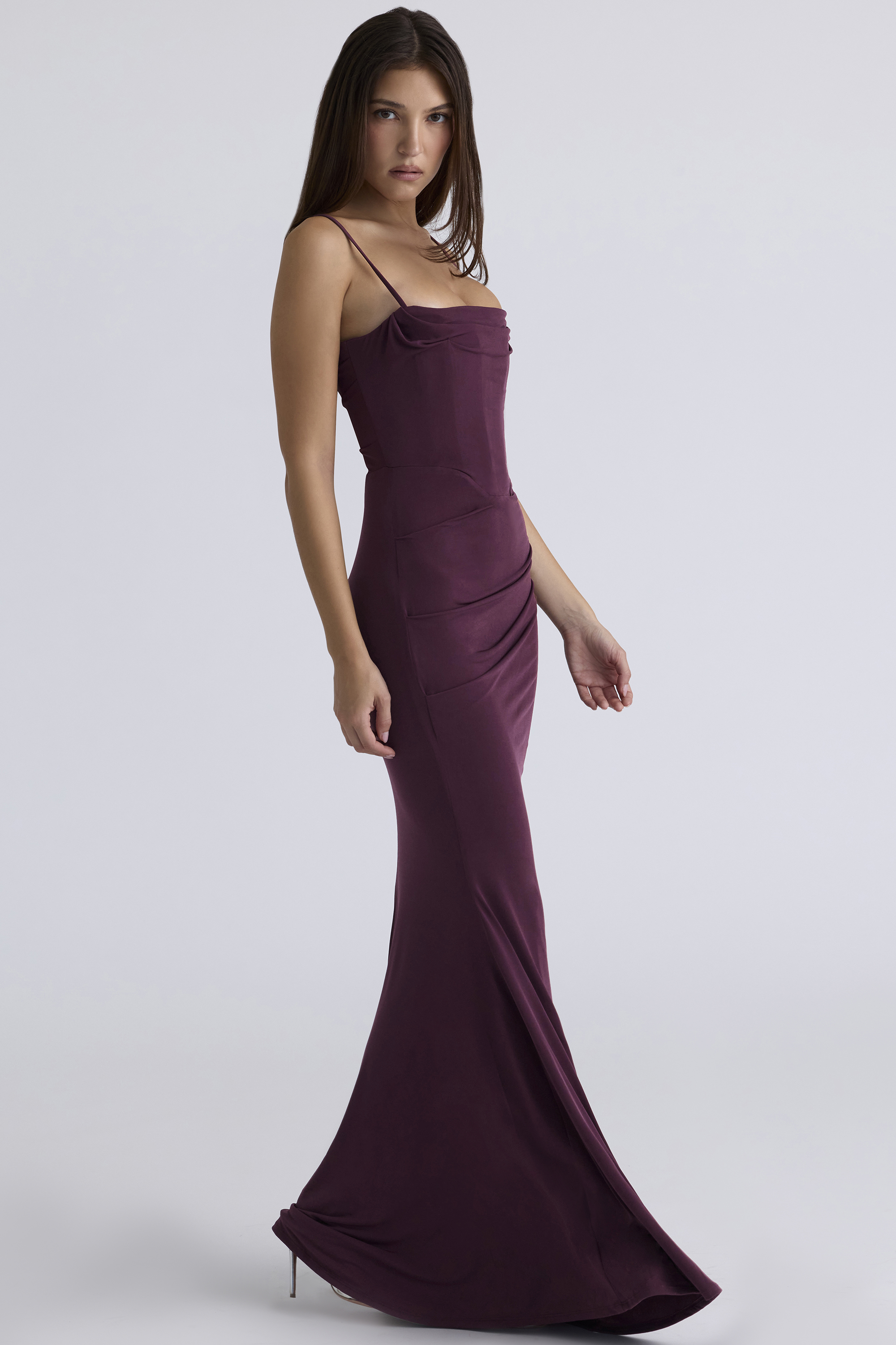 Milena Dark Cherry Corset Maxi Dress