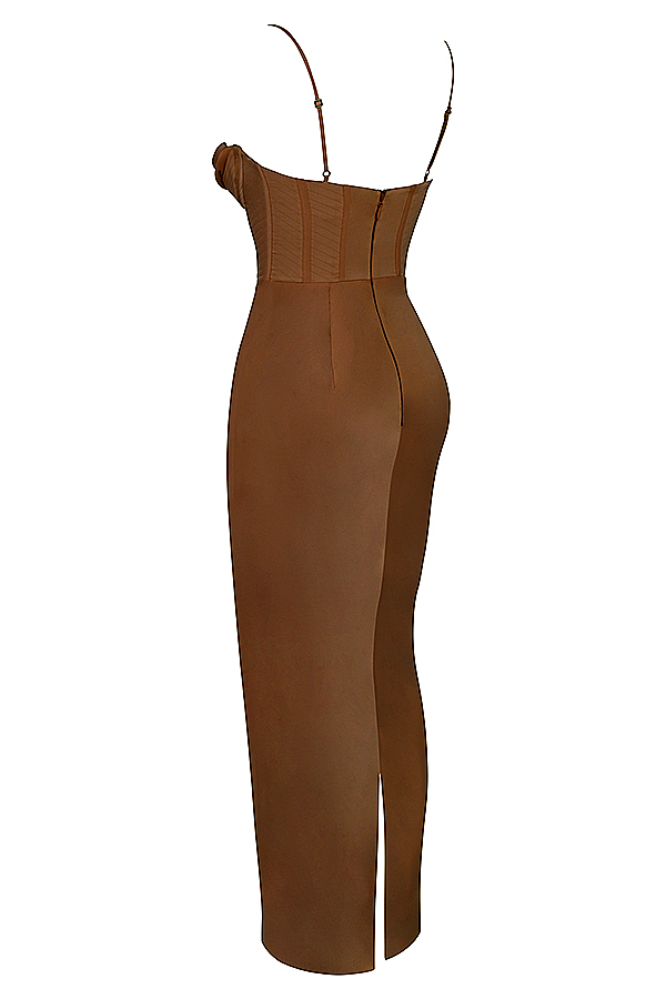 Charmaine Chocolate Corset Maxi Dress