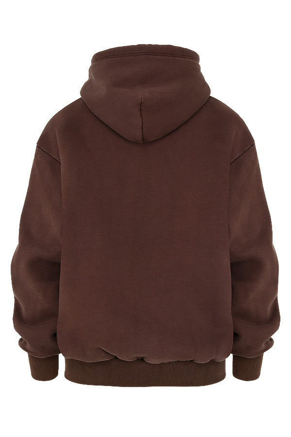Storm Chocolate Cotton Fleece-Back Zip Through Hoodie
