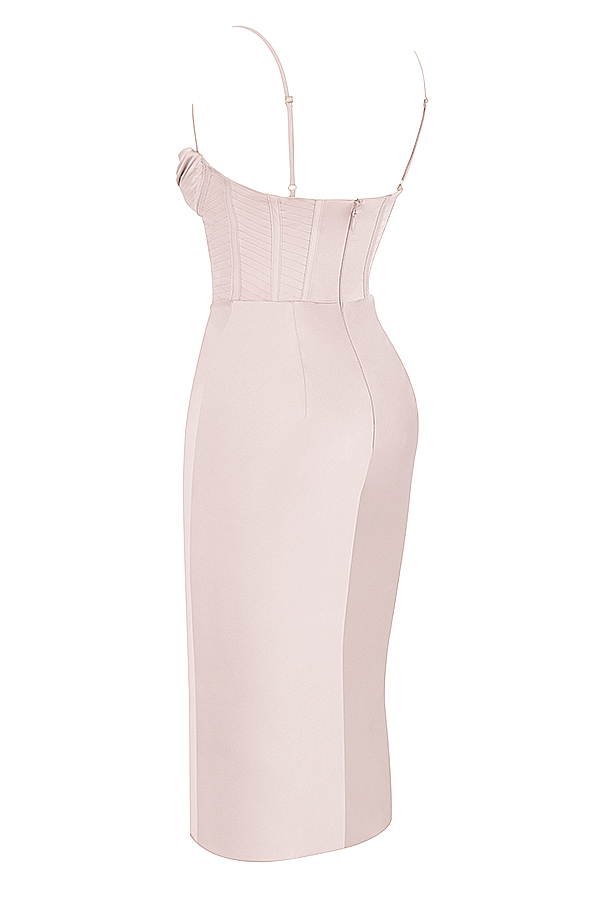 Myrna Crystal Satin Corset Midi Dress