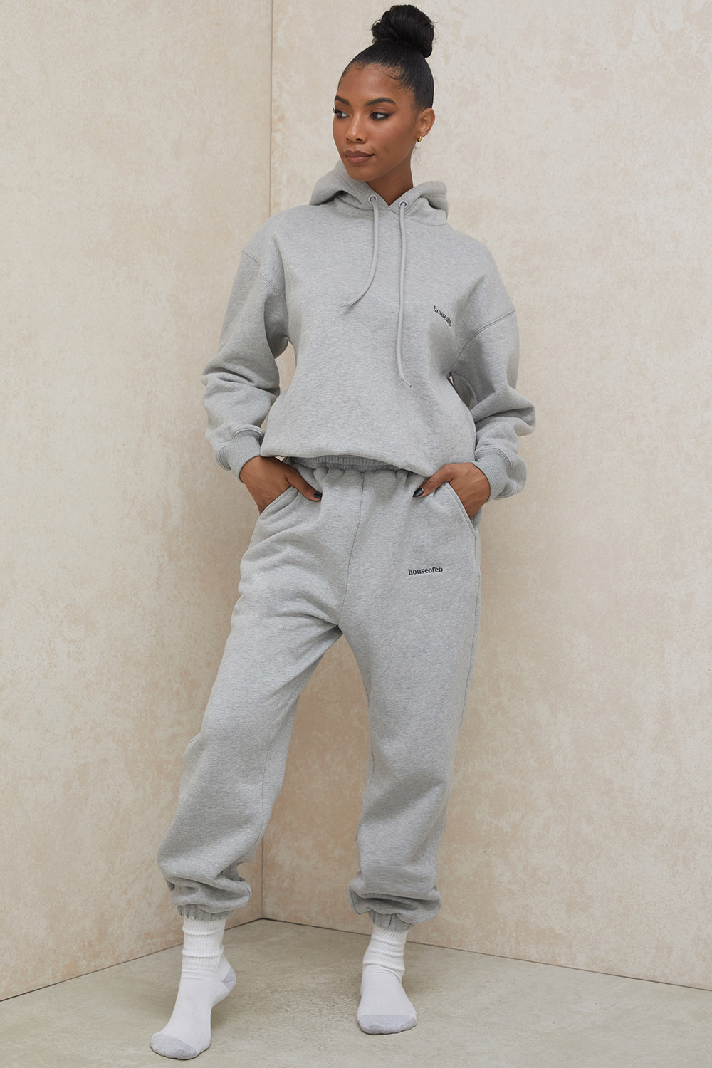 Halo Grey Cotton Fleece-Back Oversized Hoodie