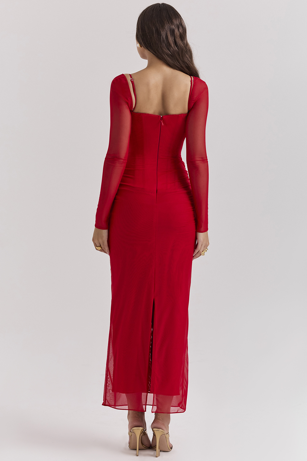 Katarina Scarlet Long Sleeve Maxi Dress