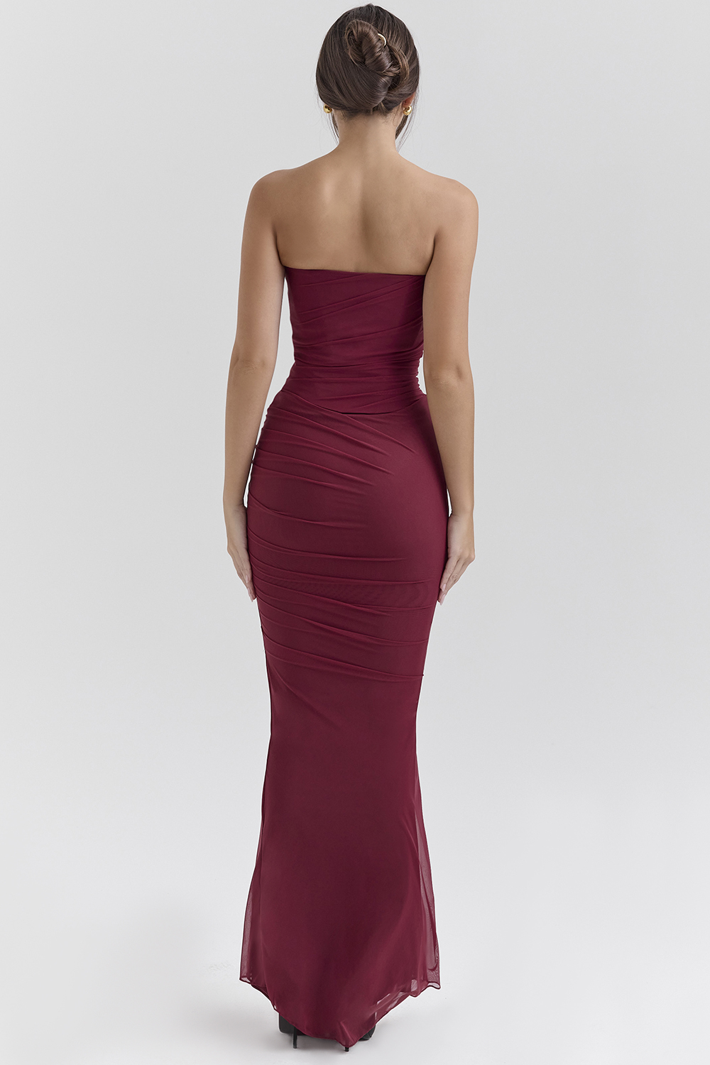 Cassidy Cabernet Fluted Hem Mesh Maxi Skirt