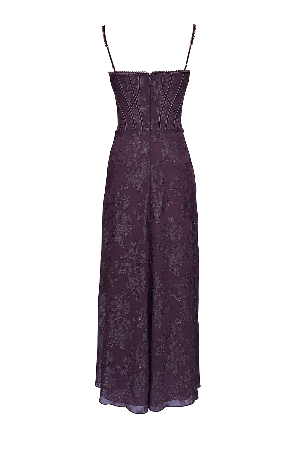Esme Grape Lurex Chiffon Maxi Dress