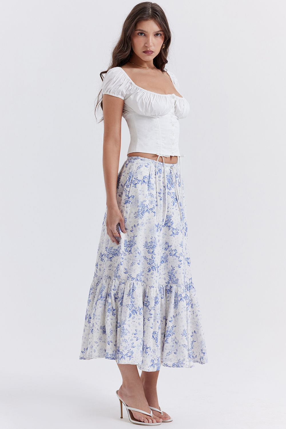 Aitana Blue Print Midi Skirt