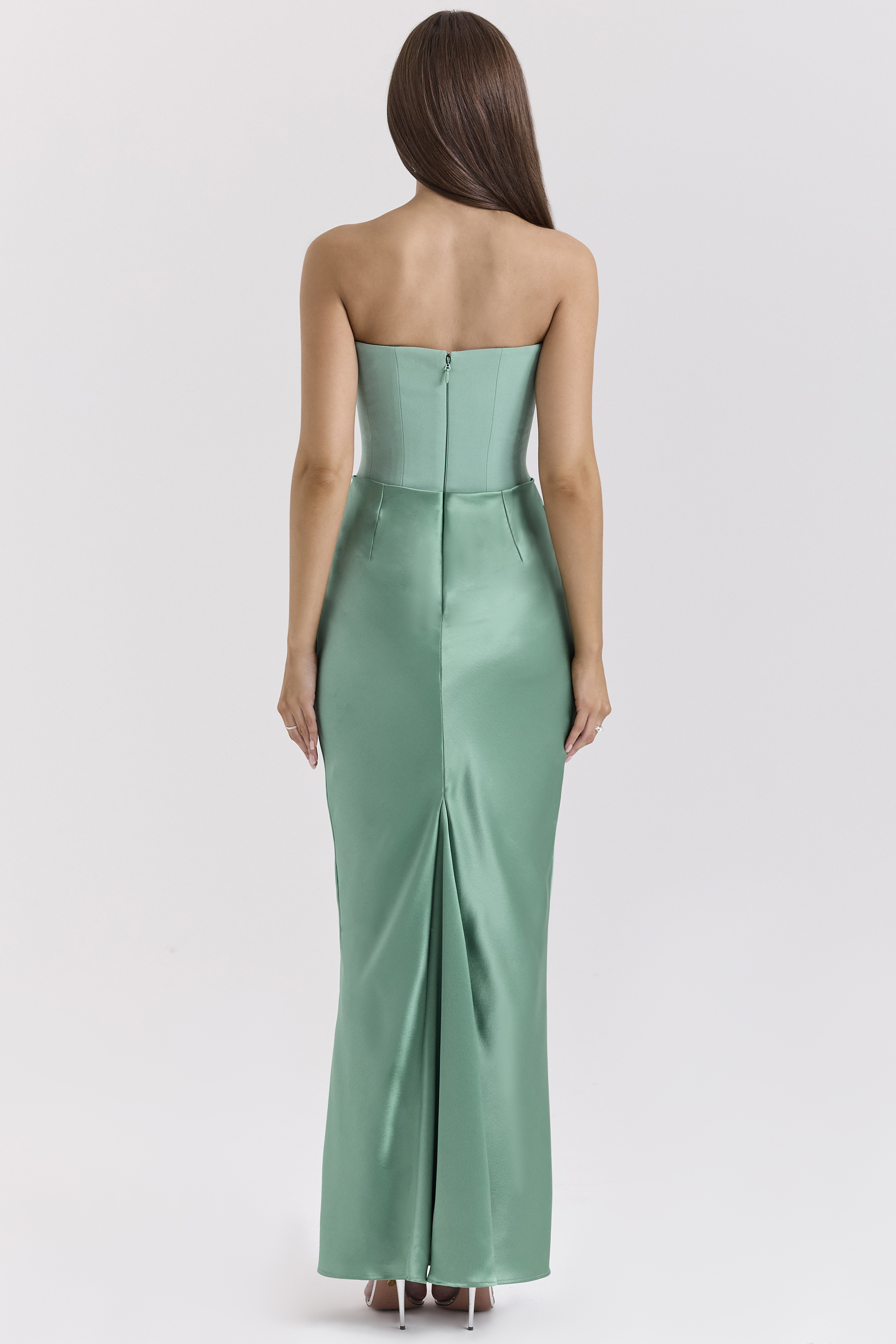 Persephone Jade Strapless Corset Maxi Dress