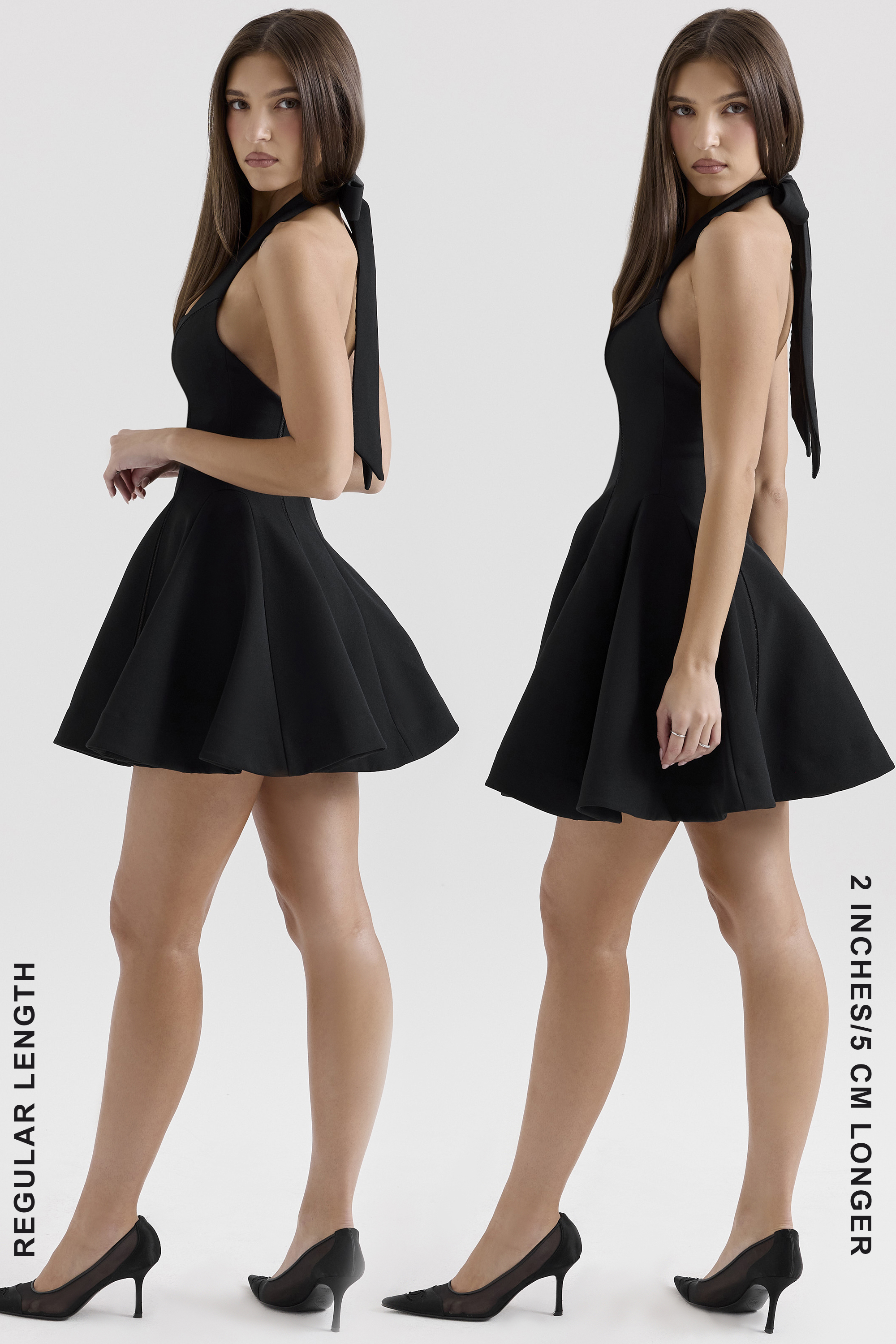 Loulette Black Halter Neck Bow Mini Dress