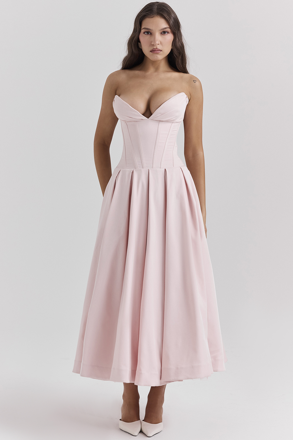 Lady Ballerina Pink Strapless Midi Dress