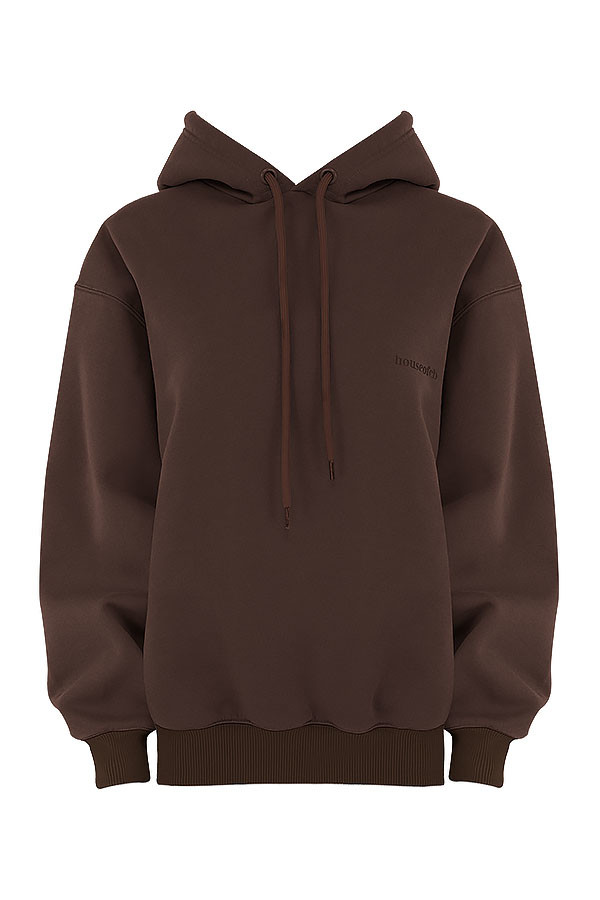 Halo Chocolate Cotton Fleece-Back Oversized Hoodie