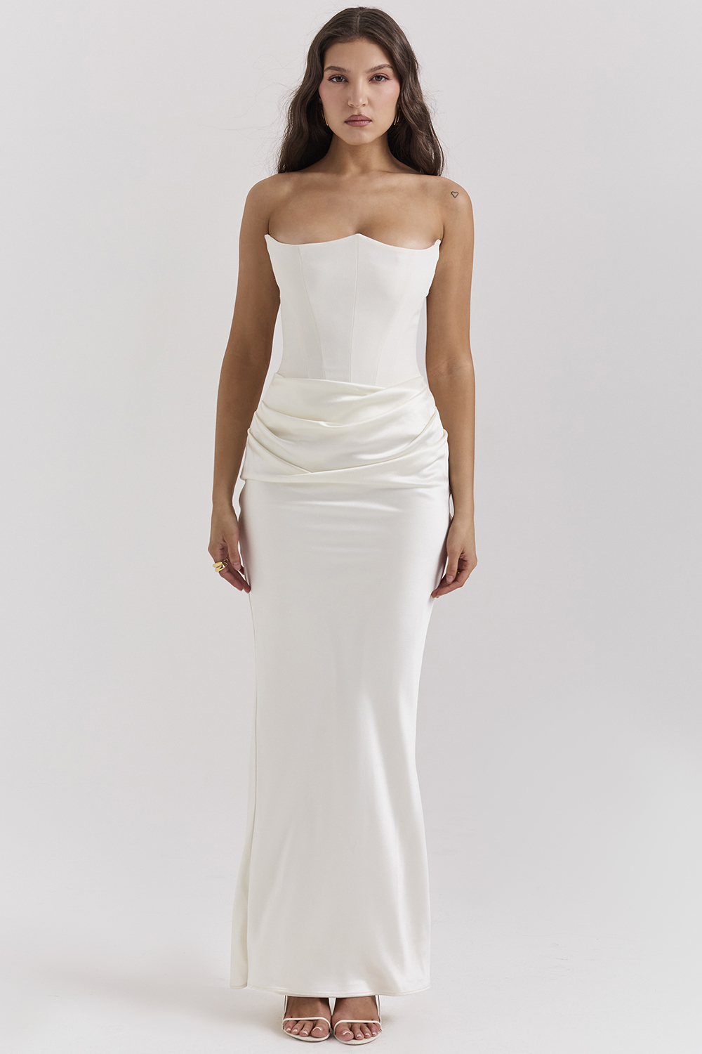 Persephone Ivory Strapless Corset Dress