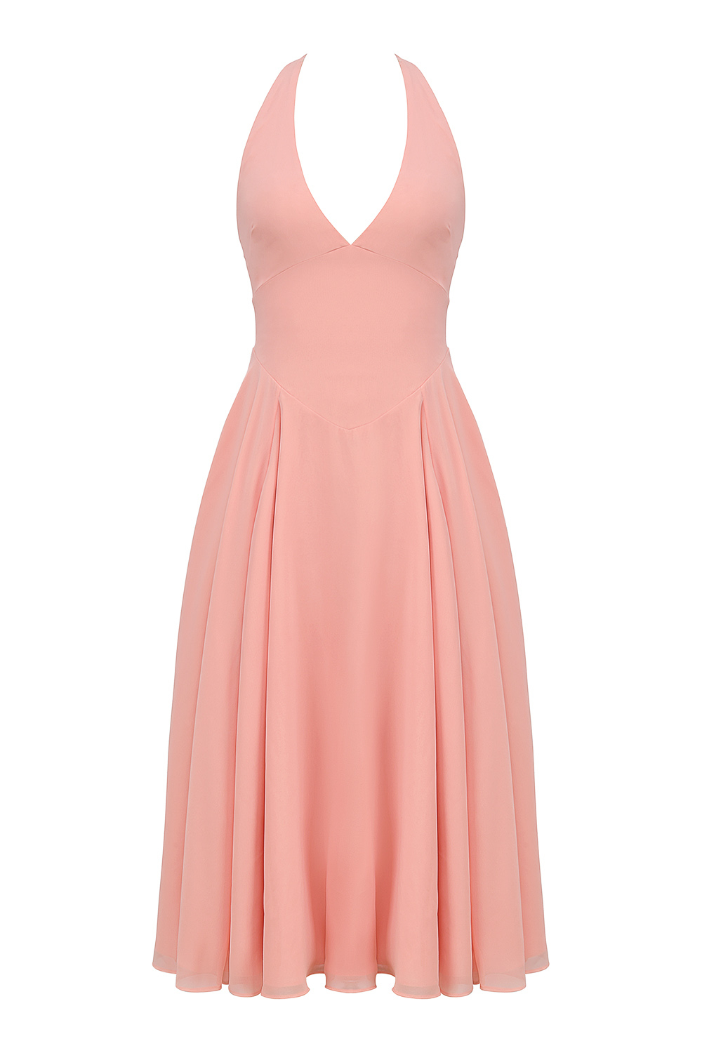 Solada Peach Georgette Halter Sundress