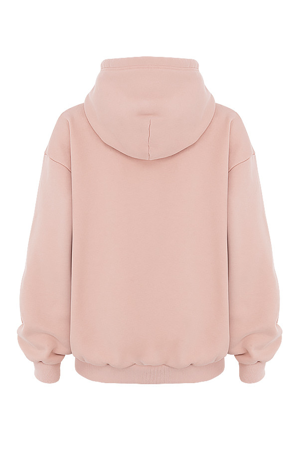 Storm Blush Cotton Fleece-Back Zip Through Hoodie