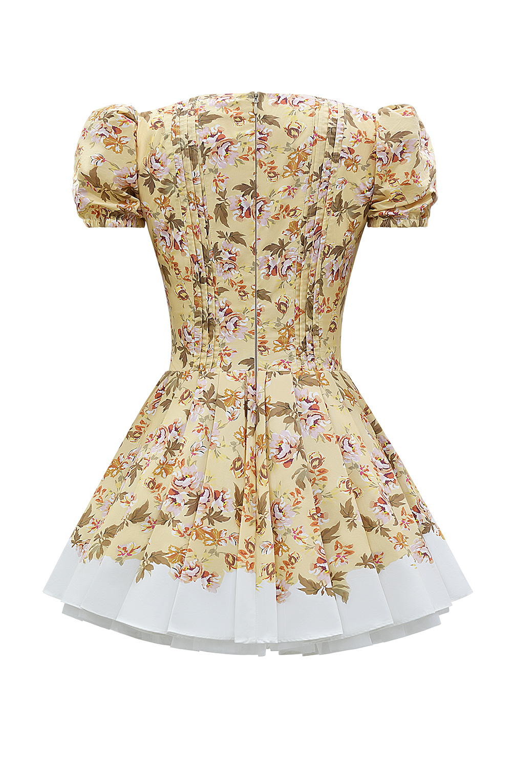 Imani Honeyflower Print Pleated Cotton Mini Dress