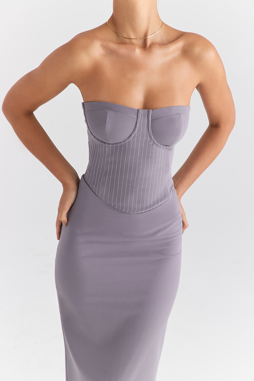 Mistress Rocks Slate Strapless Midi Dress - SALE