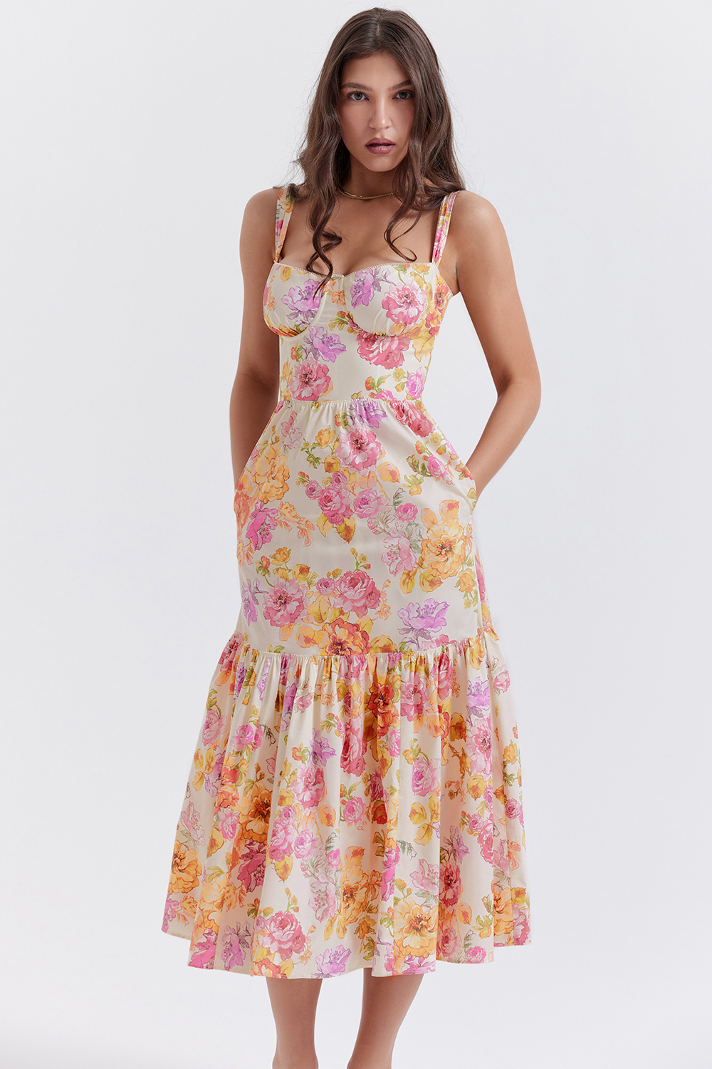 Elia Ivory Floral Midi Sundress