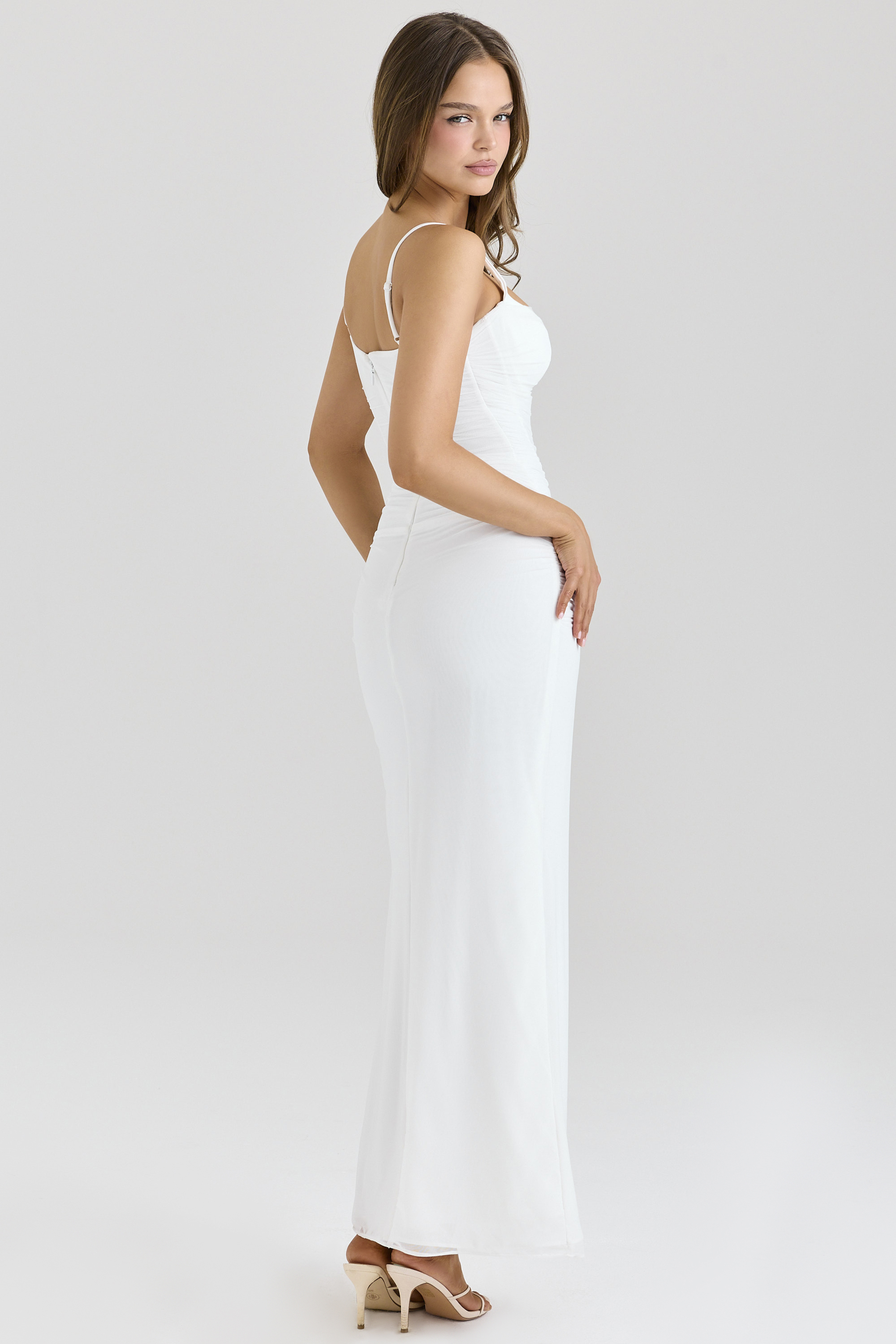 Lini White Mesh Maxi Dress