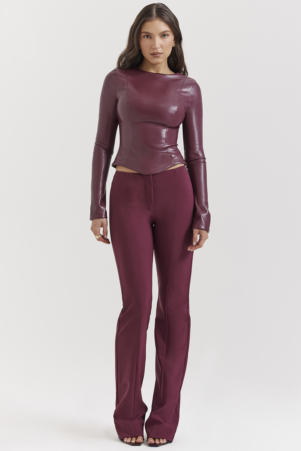 Mylah Wine Vegan Leather Top