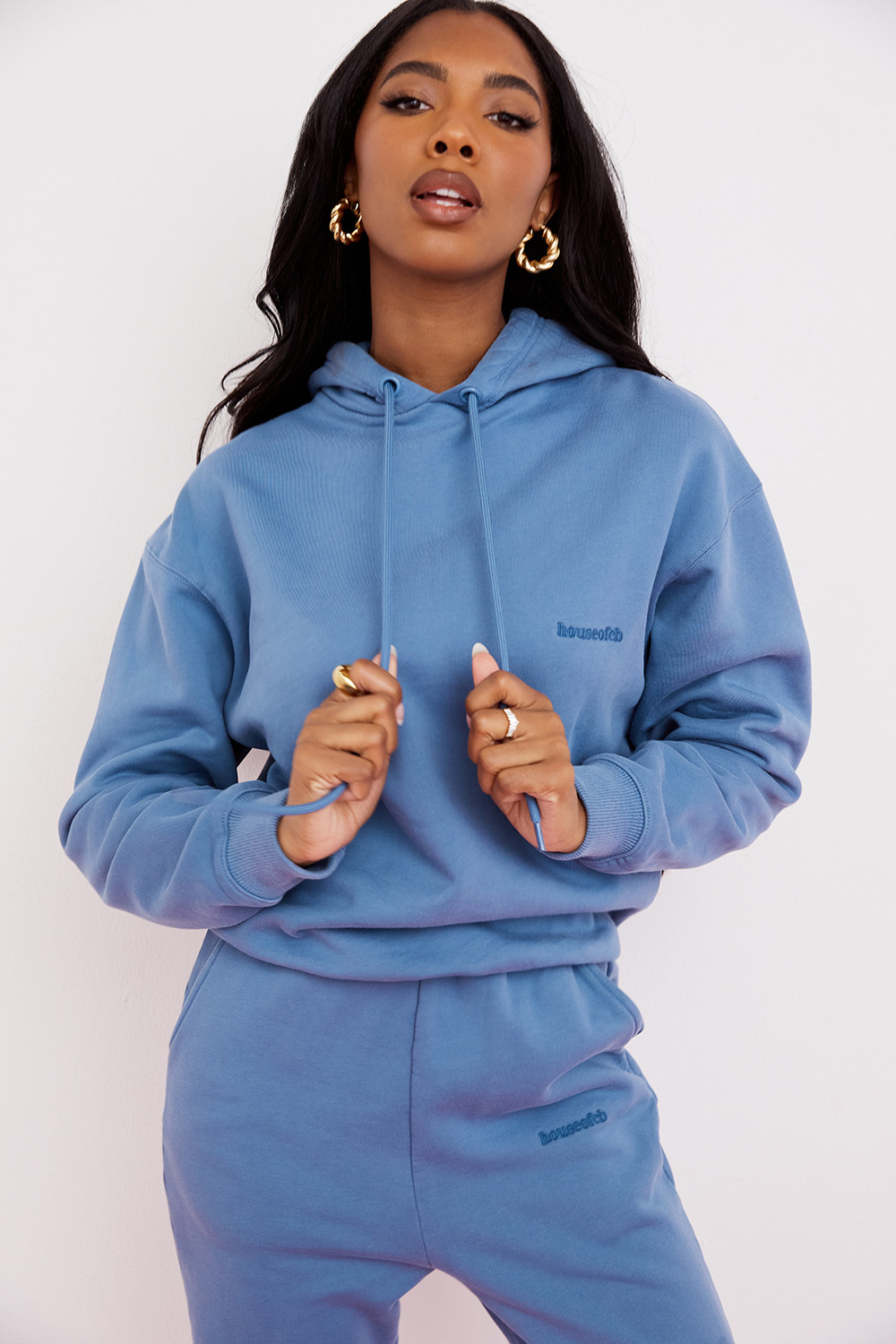 Halo Azure Cotton Fleece-Back Oversized Hoodie