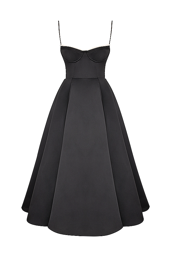 Mademoiselle Black Tulle Midi Dress