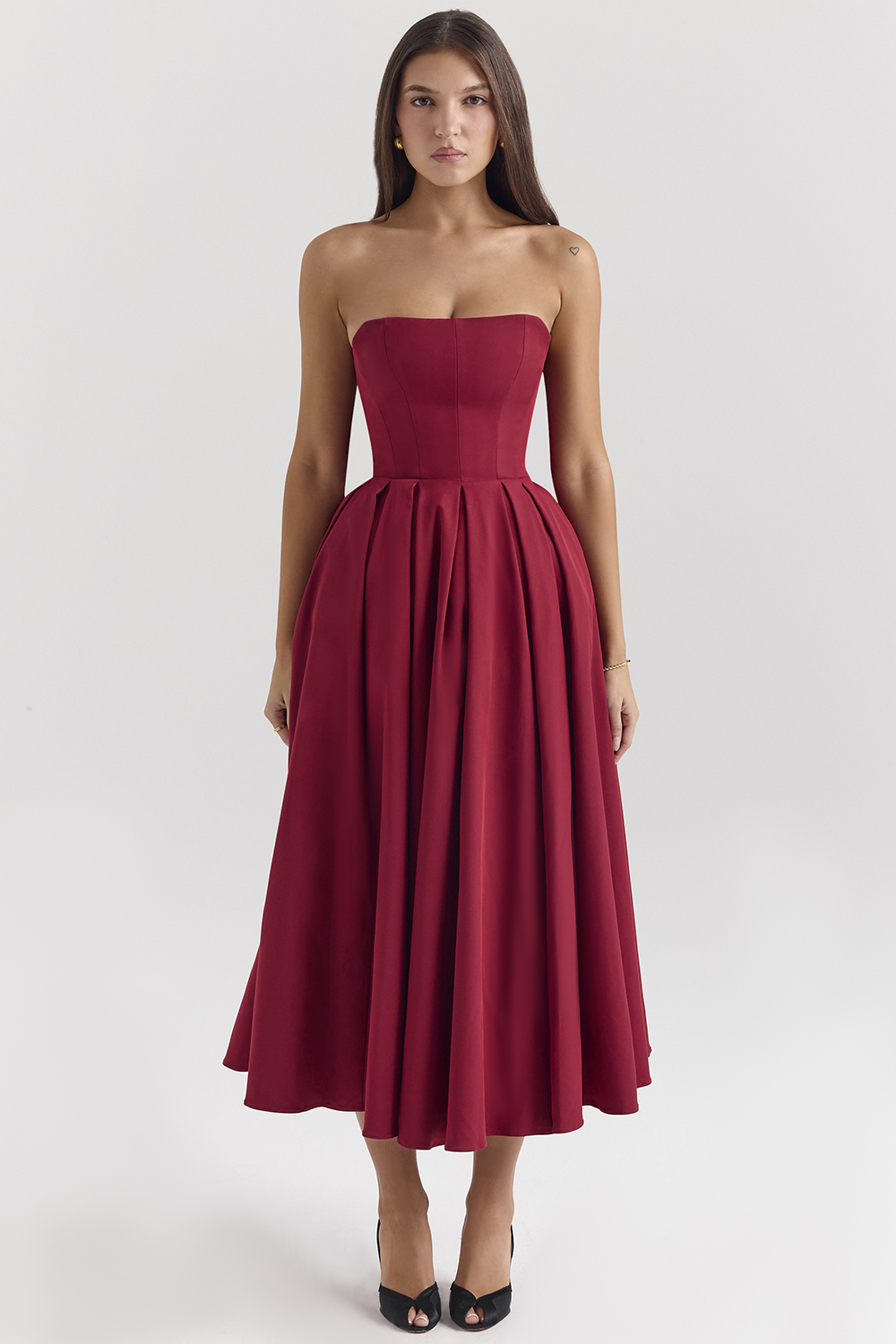 Pandora Berry Strapless Detachable Bow Midi Dress