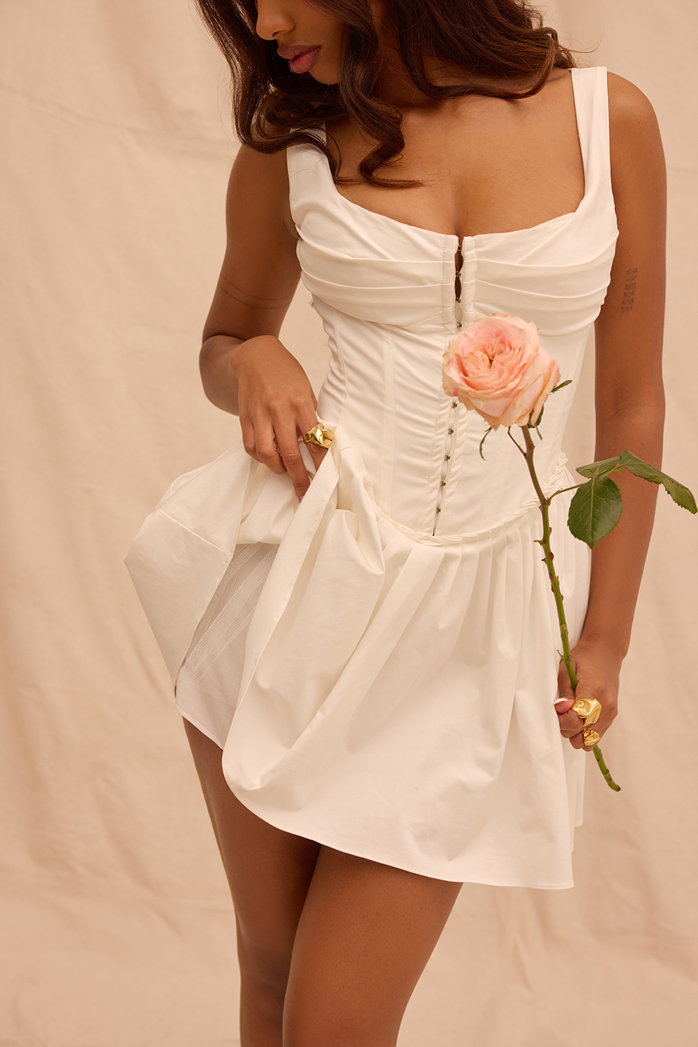 Cupid White Pleated Mini Dress