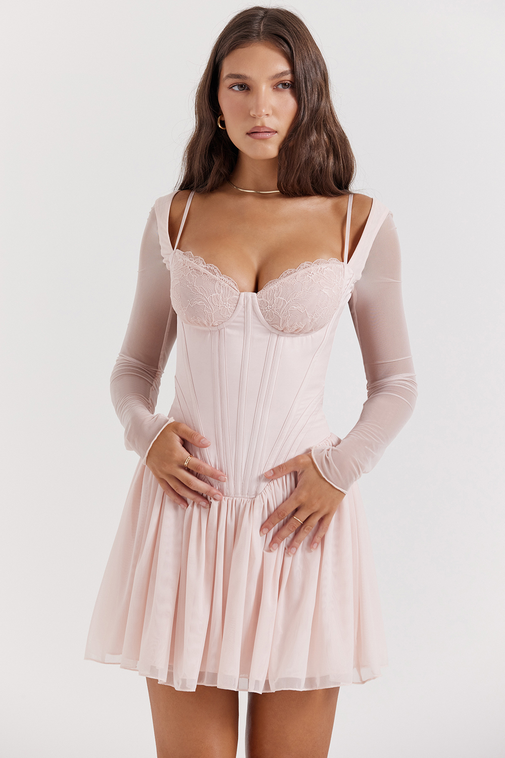 Vivi Soft Peach Corset Mini Dress