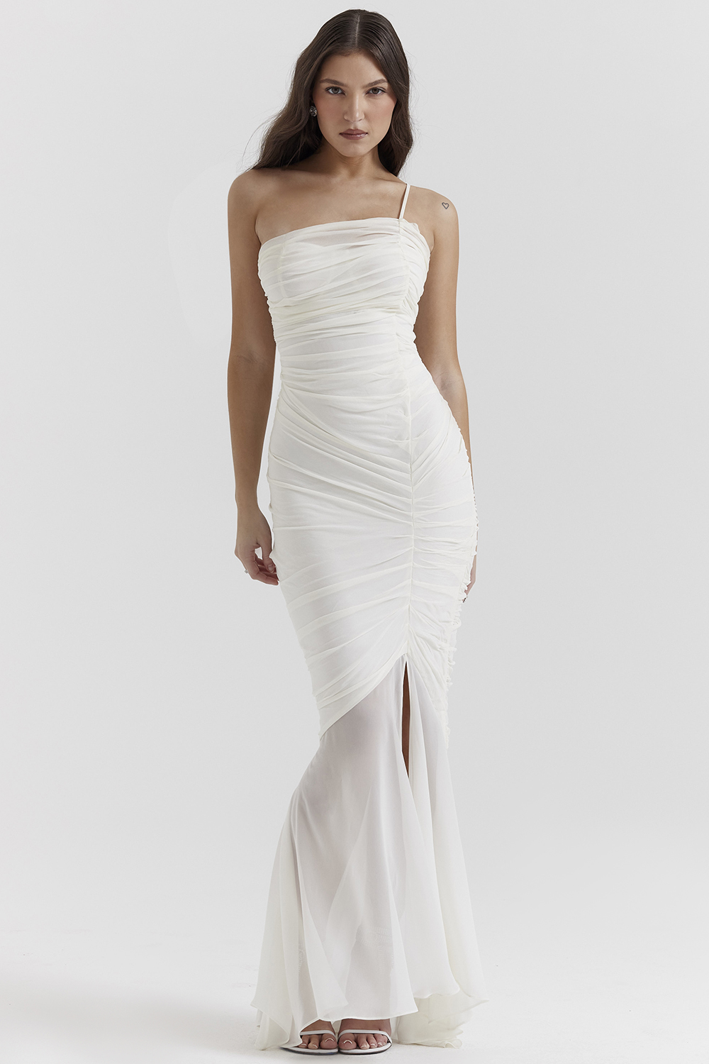 Pearla Ivory Ruched Maxi Dress