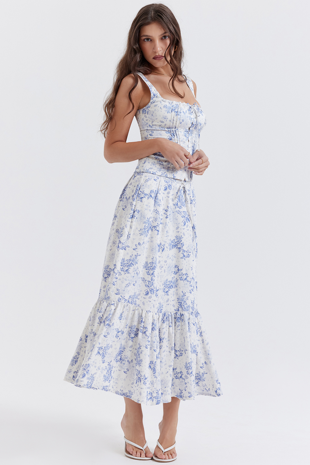 Chicca Blue Floral Print Top