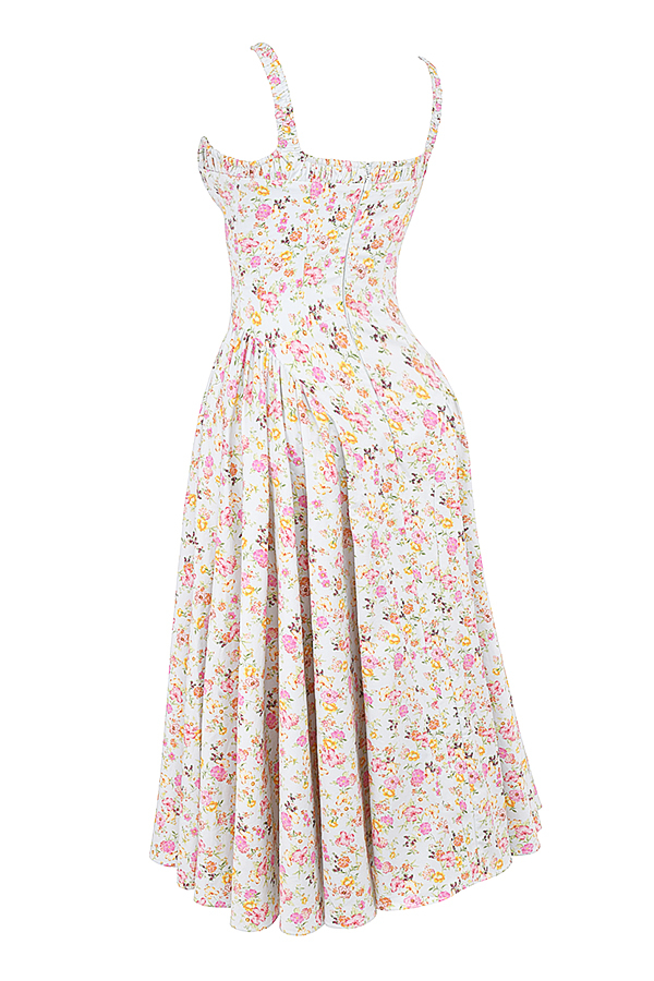 Dorothy Pale Blue Meadow Print Cotton Midi Sundress