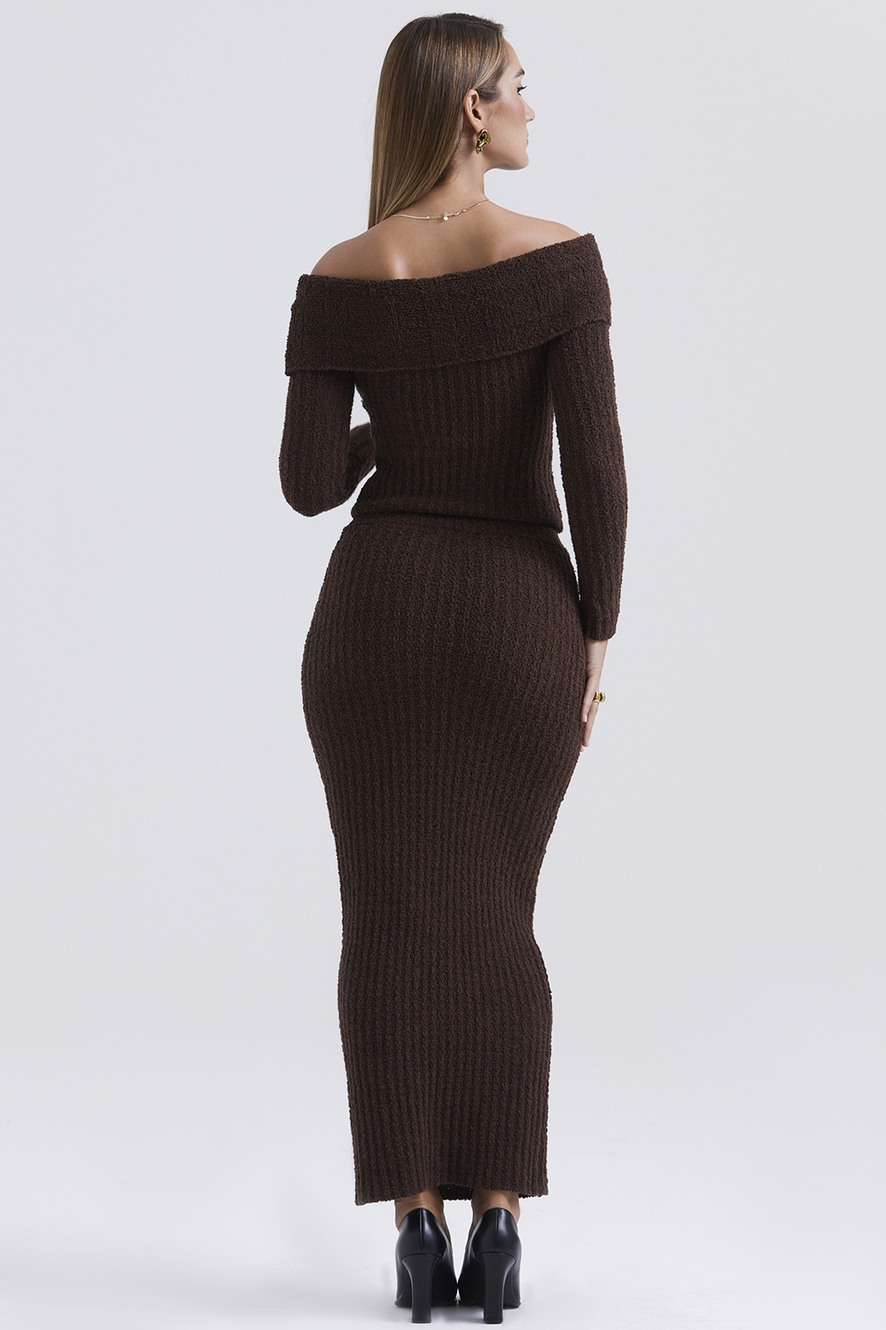 Sloane Chocolate Soft Cotton Boucle Maxi Skirt - SALE