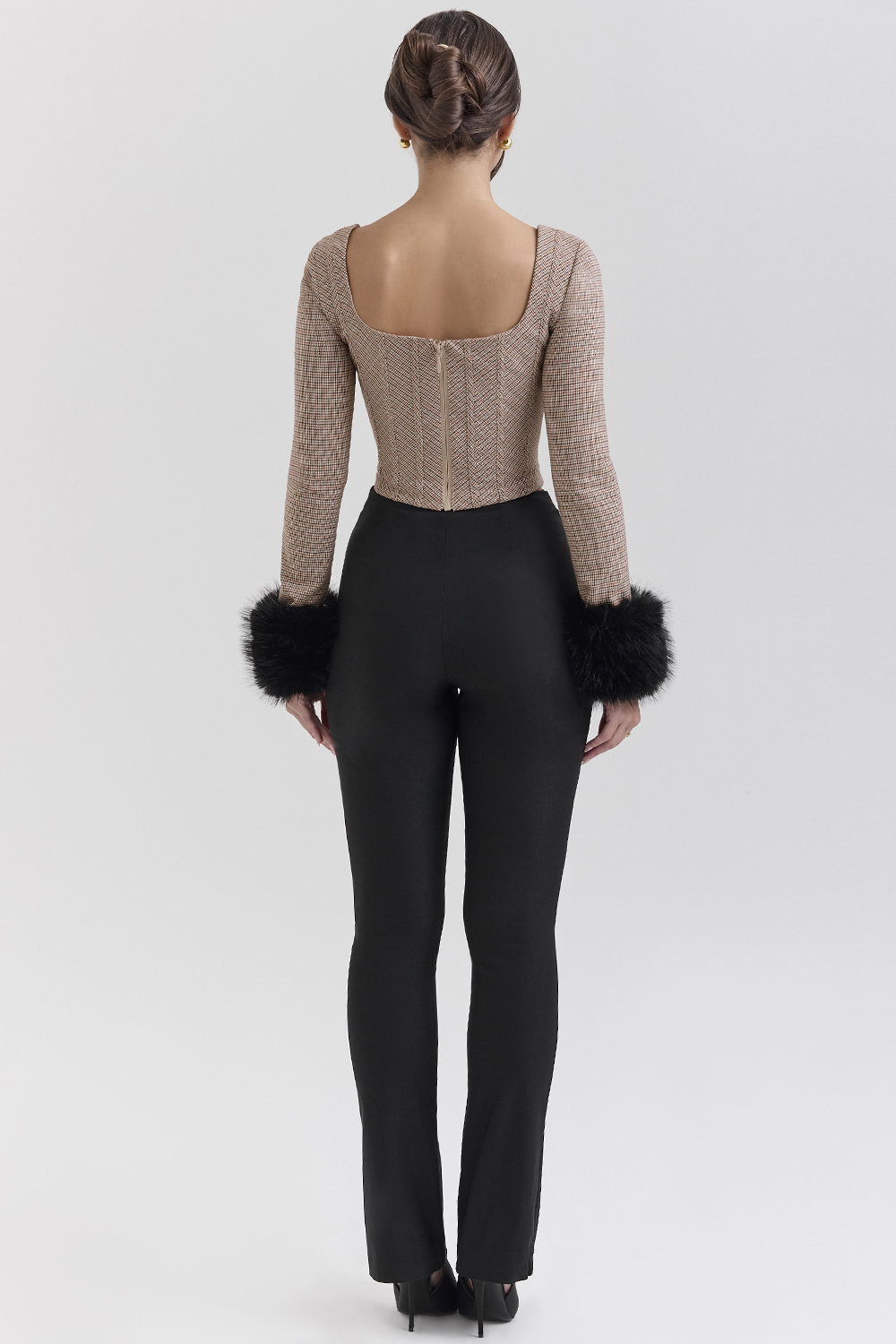 Antonia Brown Puppytooth Corset Top - SALE