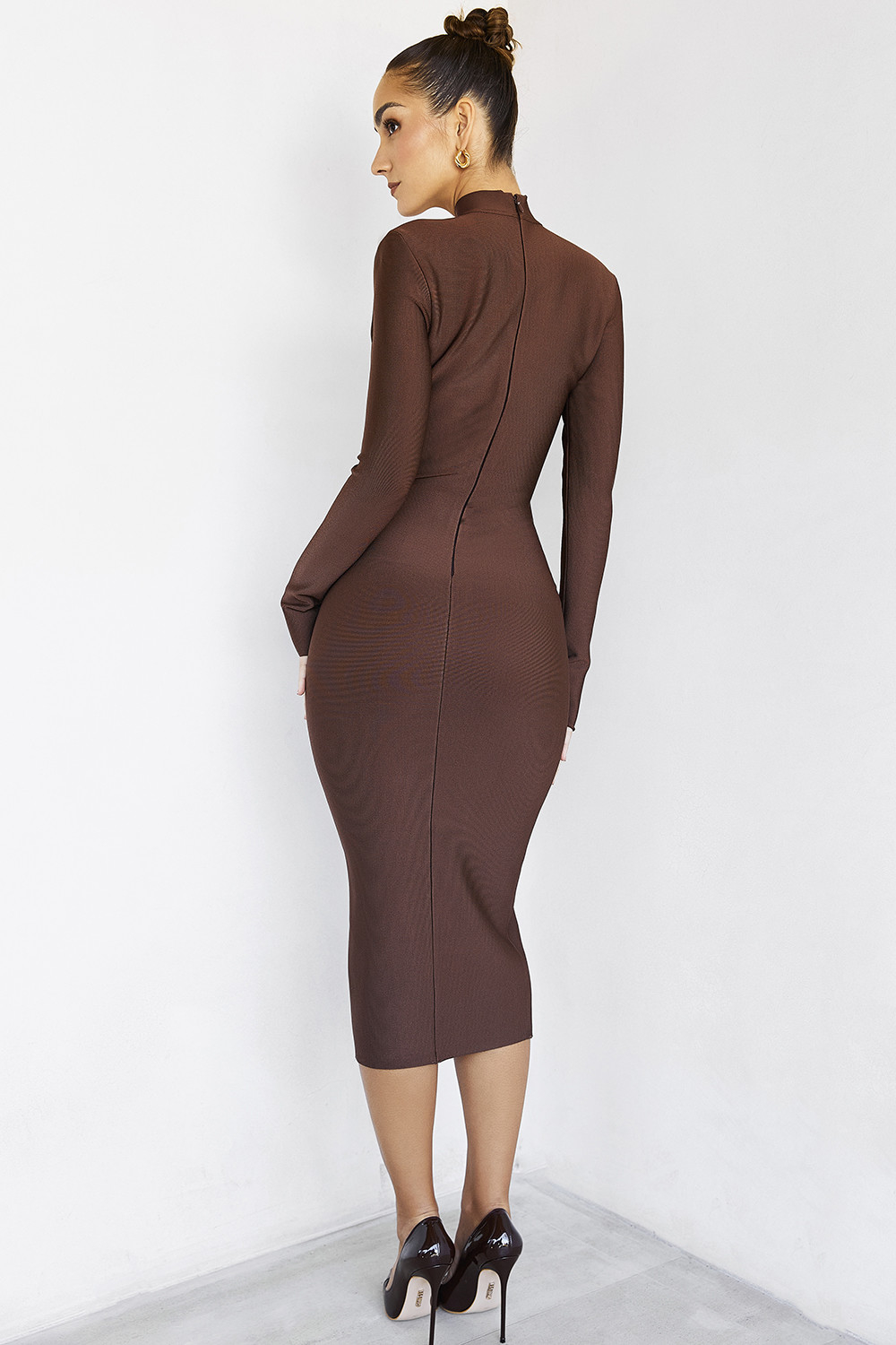 ImplicationsMistress Rocks  Chocolate Bandage Cutout Midi Dress