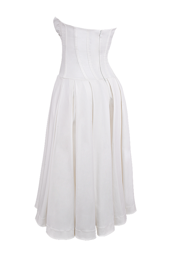 Lady White Strapless Midi Dress