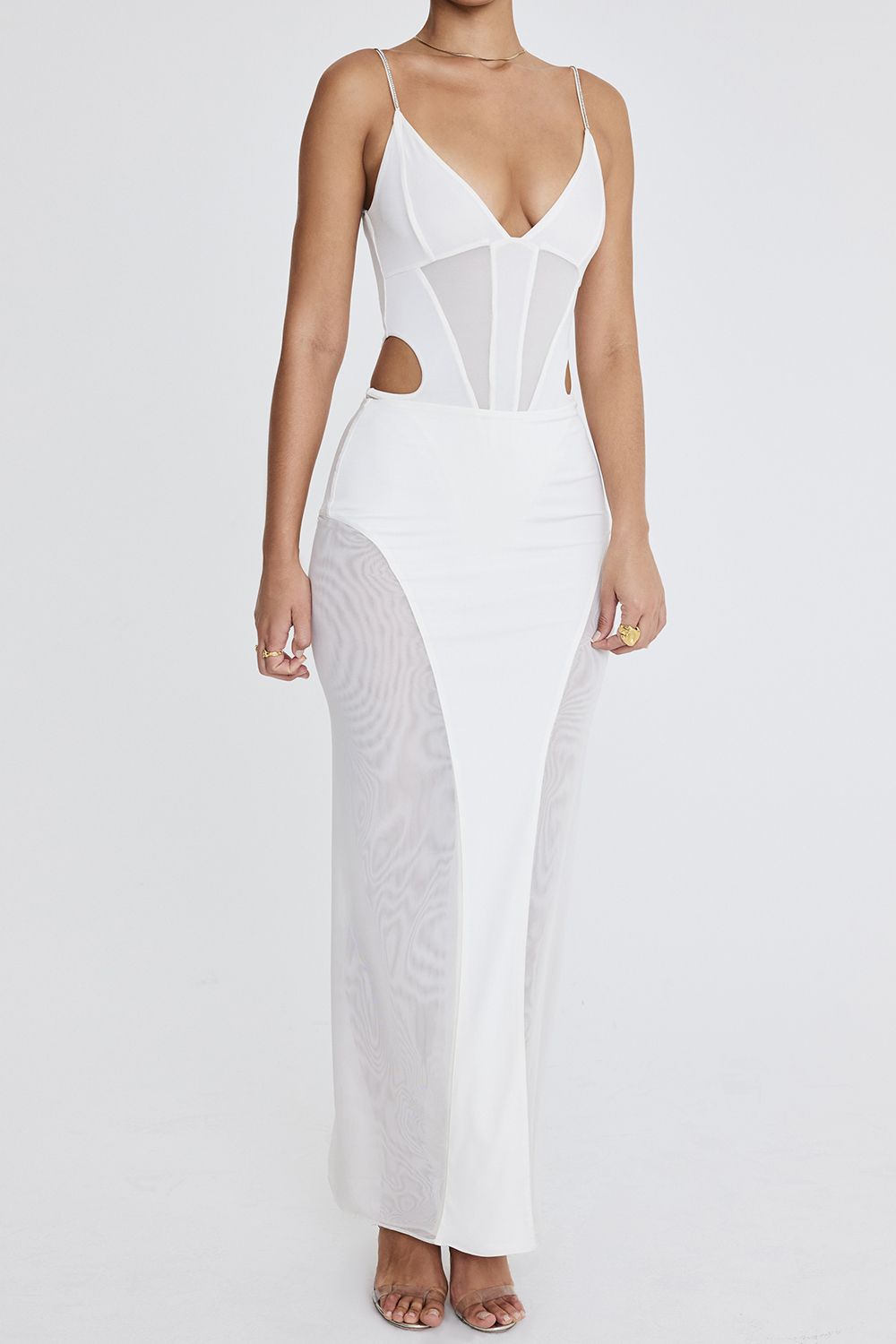 Mistress Rocks Ivory Panelled Maxi Skirt - SALE