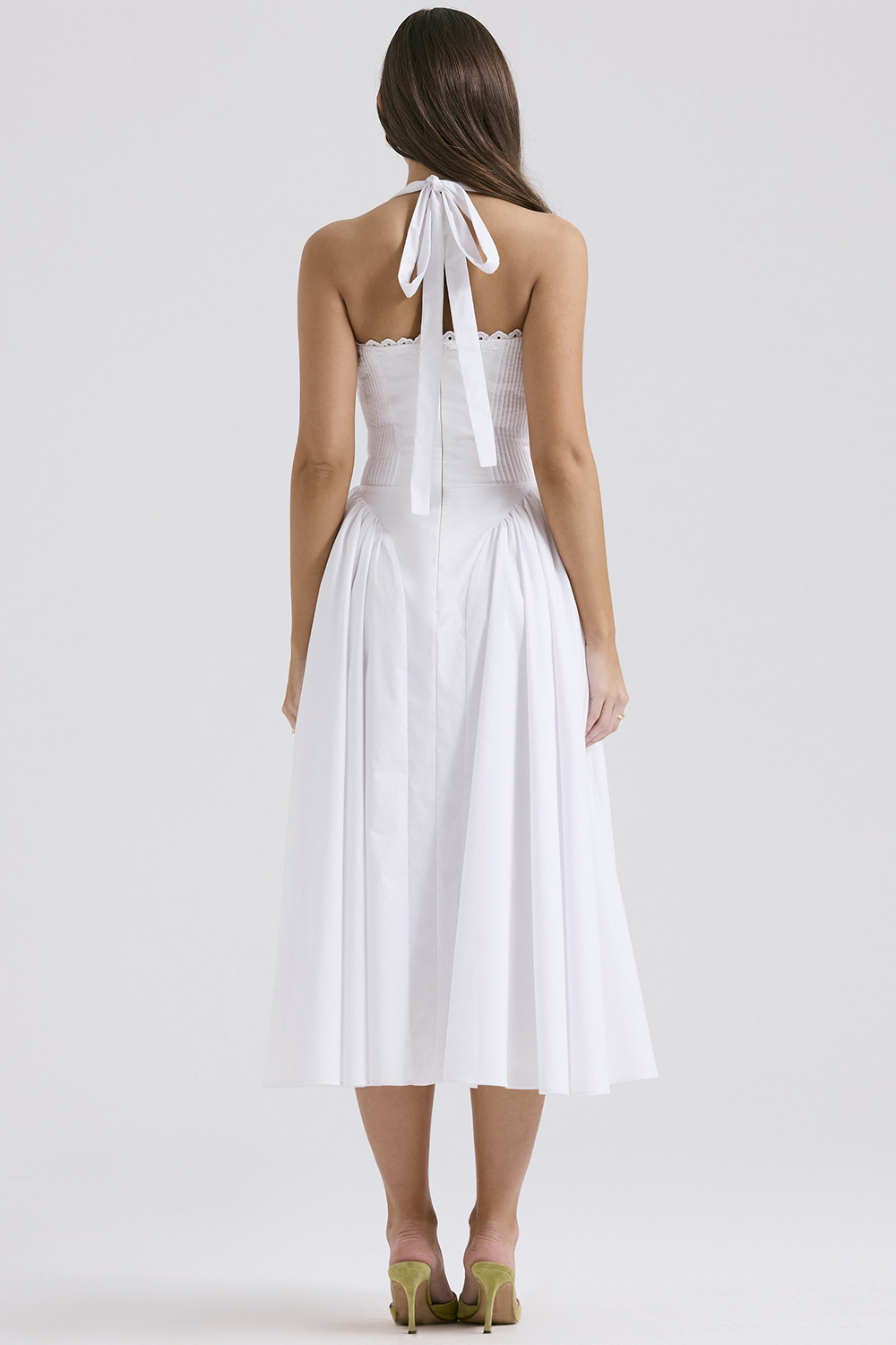 Adabella White Cotton Halter Sundress