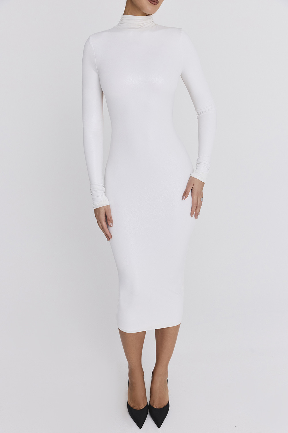 Mistress Rocks White Glitter Jersey Open Back Midi Dress - SALE