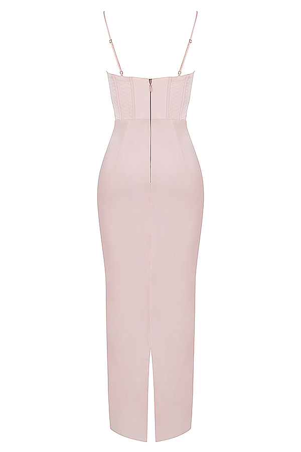 Charmaine Blush Pink Corset Maxi Dress