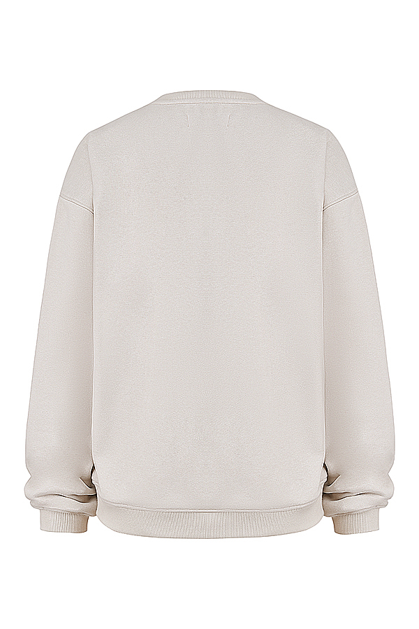 Haze Cloud Cotton Fleece-Back Crew Neck Sweatshirt