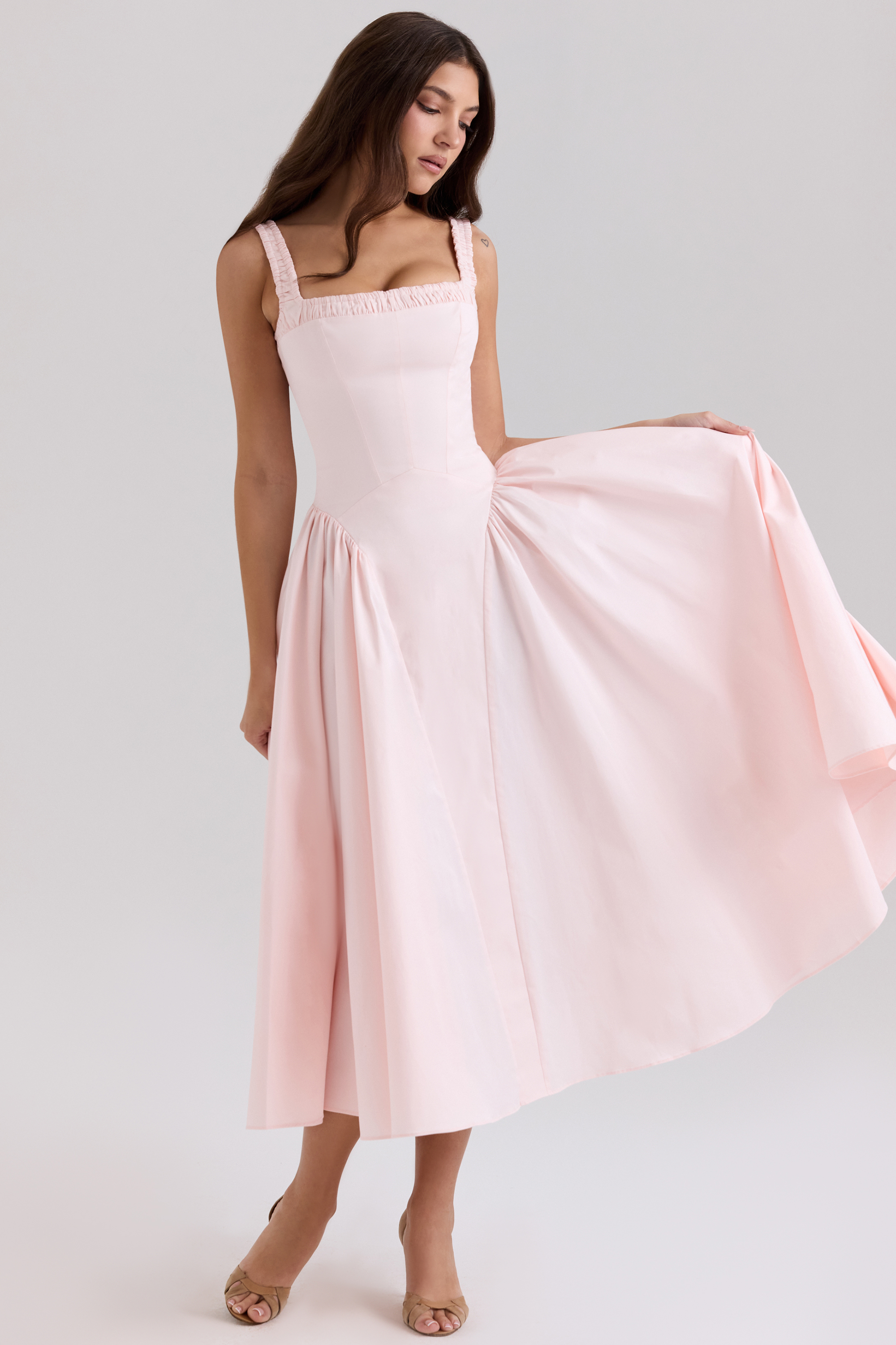 Dorothy Rose Pink Stretch Cotton Midi Sundress