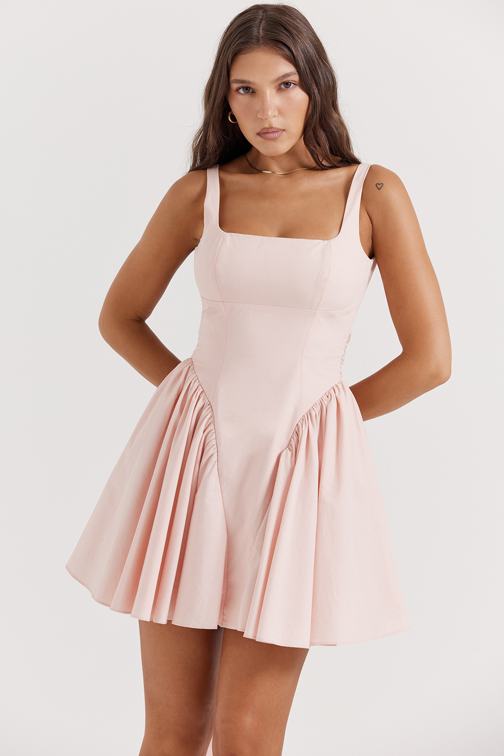 Florianne Soft Peach Bow Mini Dress
