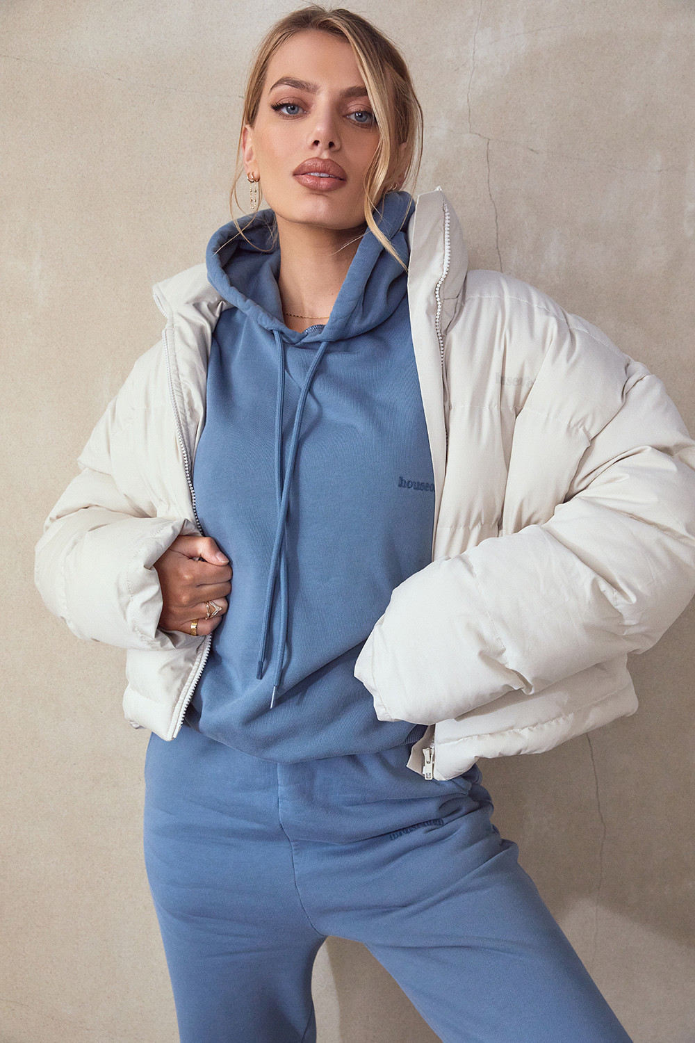 Halo Azure Cotton Fleece-Back Oversized Hoodie